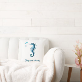 Cojín Decorativo Blue Seahorse Inspiradora cita sobre los sueños