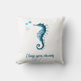 Cojín Decorativo Blue Seahorse Inspiradora cita sobre los sueños