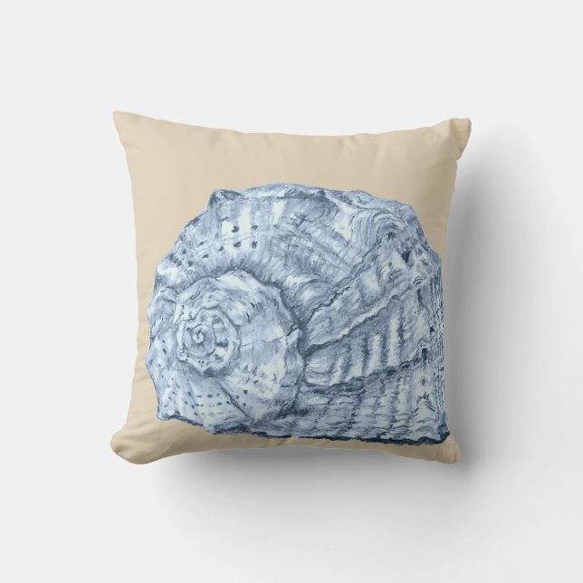 Cojín Decorativo Blue Seashell 3 on Beige (Anverso)