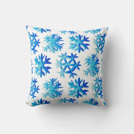 Cojín Decorativo Blue Snowflake Watercolor Winter Art