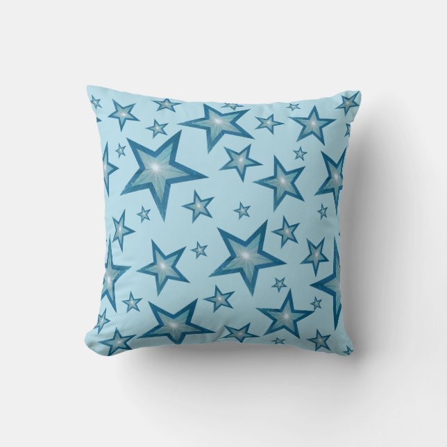 Cojín Decorativo Blue Stars estampado cuadrado azul pálido (Anverso)