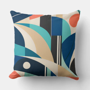 Cojín Decorativo Blue Teal Coral Geometric Abstract