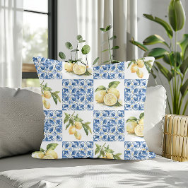 Cojín Decorativo Blue Tile French Country Lemon Pattern