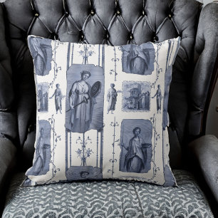 Cojín Decorativo Blue Toile de Jouy Diosas Neoclásicas