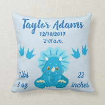 Blue Triceratops Dinosaur Birth Stats Nursery