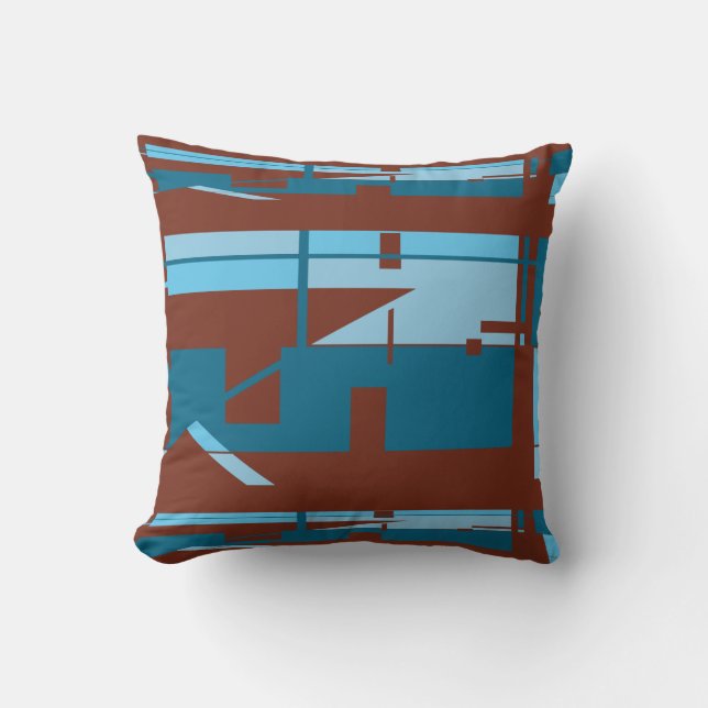 Cojín Decorativo Blue Turquoise Burgundy Southwest Look Resumen (Anverso)