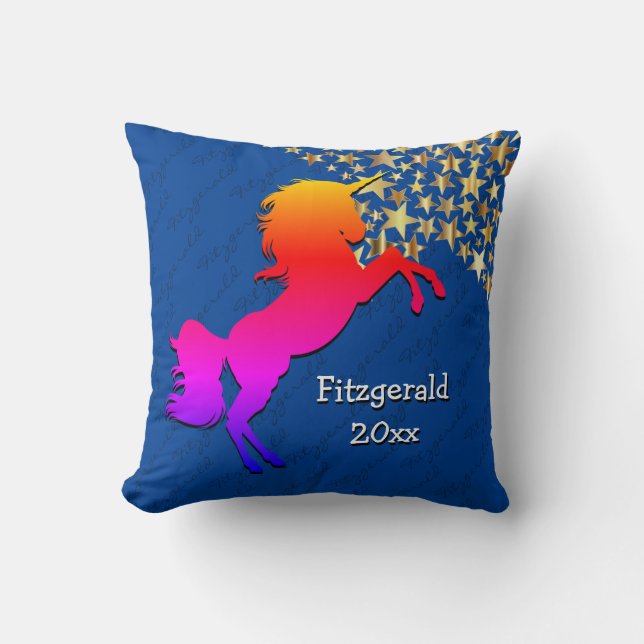 Cojín Decorativo Blue UNICORN Personalizado Keepsake (Anverso)