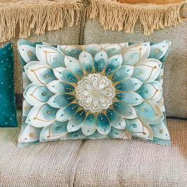 Cojín Decorativo Blue Verde azulada Gold Floral Mandala