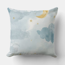 Cojín Decorativo Blue Watercolor Moon Throw Pillow – Scan for Music