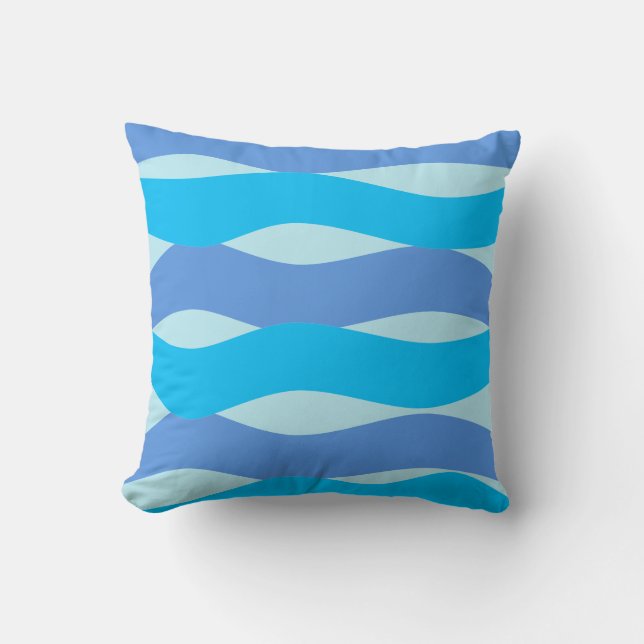 Cojín Decorativo Blue Waves Pattern Throw Pillow (Anverso)