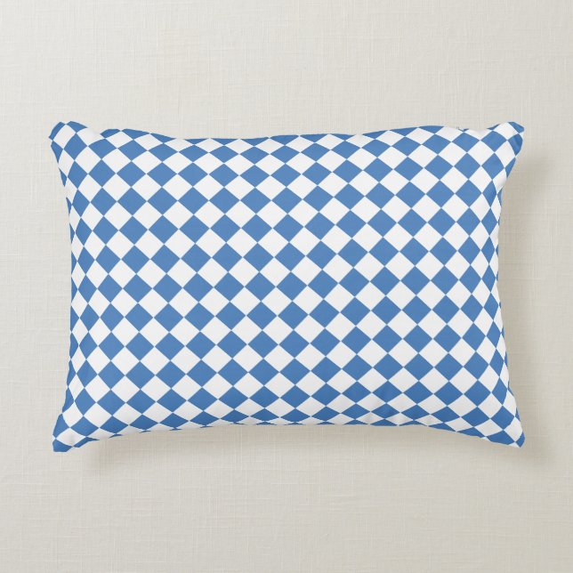 Cojín Decorativo Blue White Checker Diamond Pattern (Anverso)