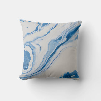 Cojín Decorativo Blue & White Marbling – Fluid Abstract Art