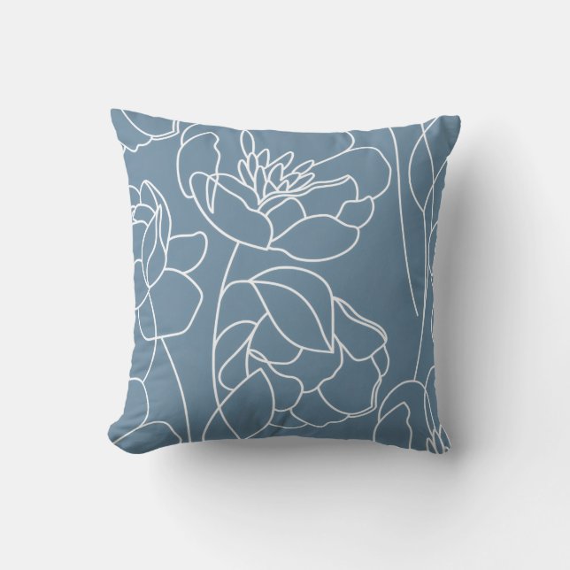 Cojín Decorativo Blue White Modern Wildflower (Anverso)
