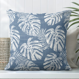 Cojín Decorativo Blue & White Monstera Palm Leaves