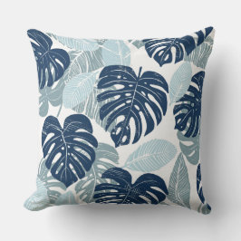 Cojín decorativo Blue White Palm Leaves