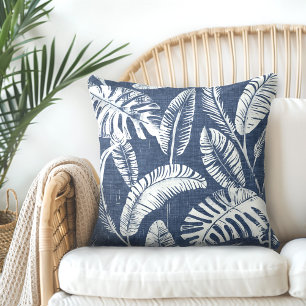 Cojín decorativo Blue White Palm Leaves