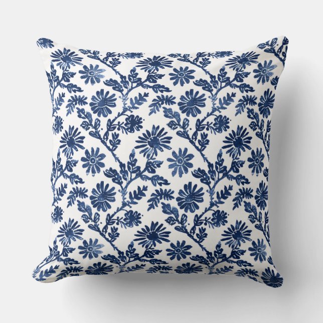 Cojín Decorativo Blue White Throw Pillow (Anverso)