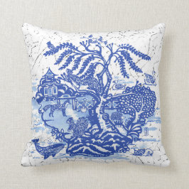 Cojín Decorativo Blue Willow Animal Pagoda Garden Scene Chinoiserie