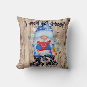 Cojín Decorativo Blue Winter Funny Gnome Demasiado Gente Fuera