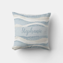 Cojín Decorativo Blue Winter Snowfall Wave Personalized Pattern