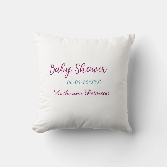 Cojín Decorativo Blue yellow baby shower name date animal ear cute  (Anverso)