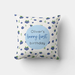 Cojín Decorativo Blueberry 1ᵉʳ Birthday Berry First