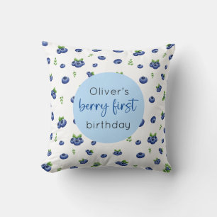 Cojín Decorativo Blueberry 1ᵉʳ Birthday Berry First