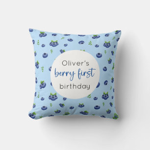 Cojín Decorativo Blueberry 1ᵉʳ Birthday Berry First
