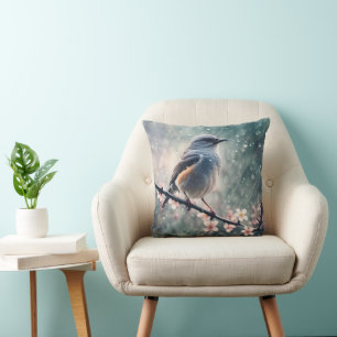 Cojín Decorativo Bluebird en una ventana lluviosa