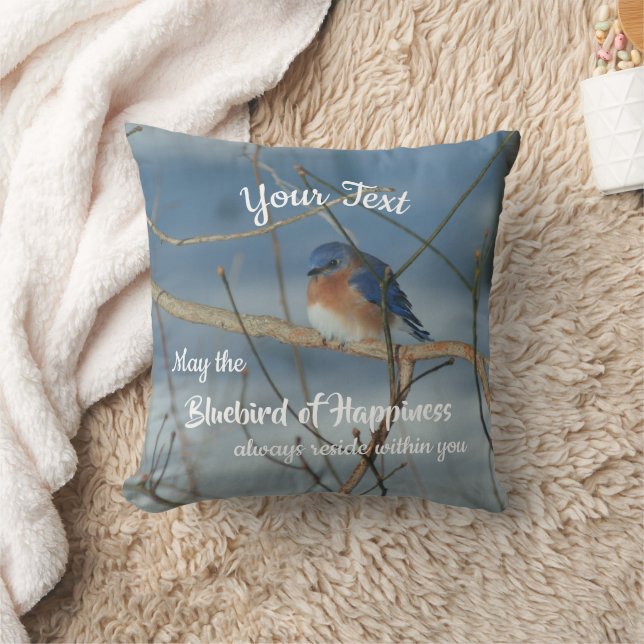 Cojín Decorativo Bluebird Of Happiness Inspirational Personalized   (Manta)