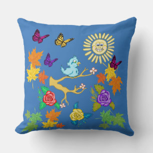 Cojín Decorativo Bluebird y Sunshine Springtime Square Pillow