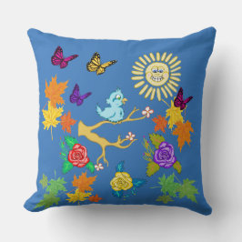 Cojín Decorativo Bluebird y Sunshine Springtime Square Pillow