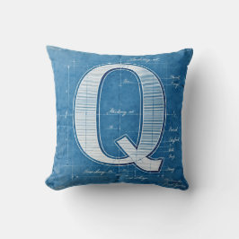 Cojín Decorativo Blueprint Monogram Letter Q