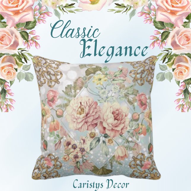 Cojín Decorativo Blues románticos pastel florals (Subido por el creador)