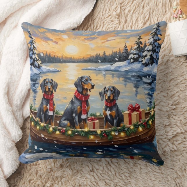 Cojín Decorativo Bluetick Coonhound Christmas Boat Holiday (Manta)