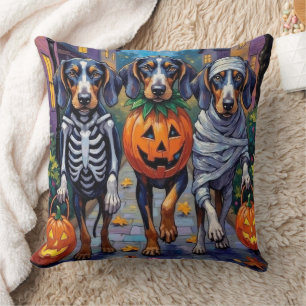 Cojín Decorativo Bluetick Coonhound Pidiendo Dulces En Halloween