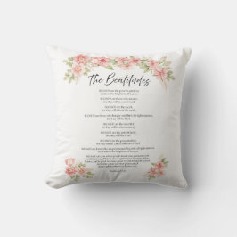 Cojín Decorativo Blush Acuarela Floral Bienaventuranzas Escritura