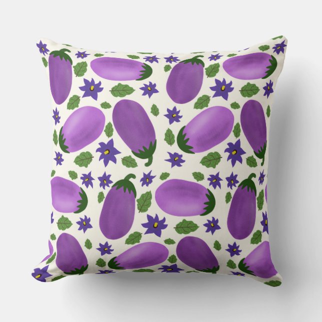 Cojín Decorativo Blush & Bloom Eggplant Collection – Ivory Glow (Anverso)