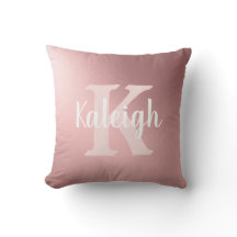Blush metálico elegante monograma nombre rosa blan