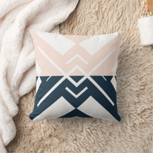 Cojín Decorativo Blush rosa azul marino bloque de color geométrico