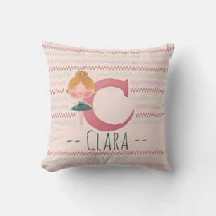 Cojín Decorativo Blush Rosa Bailarina Monograma C – Arte Personaliz