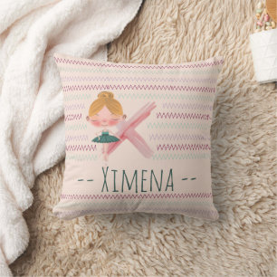Cojín Decorativo Blush Rosa Bailarina Monograma X – Arte Personaliz