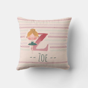 Cojín Decorativo Blush Rosa Bailarina Monograma Z – Arte Personaliz