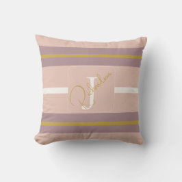 Cojín Decorativo Blush Rosa Dorado Personalizado Chic con Franja y 