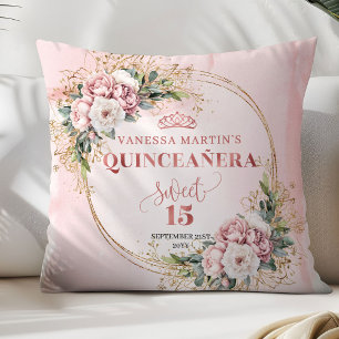 Cojín Decorativo Blush Rosa Floral Eucalipto Mejor Regalo Dulces 15