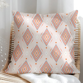 Cojín Decorativo Blush Rosa Naranja Quemada Patrón de Diamante Nava