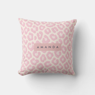 Cojín Decorativo Blush Rosa Personalizado Estampado de Leopardo