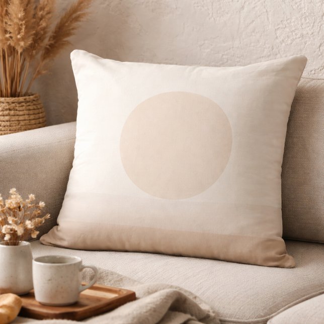 Cojín Decorativo Blush Taupe Sun Glow Throw Pillow (Blush taupe sun circle accent for refined neutral living spaces)
