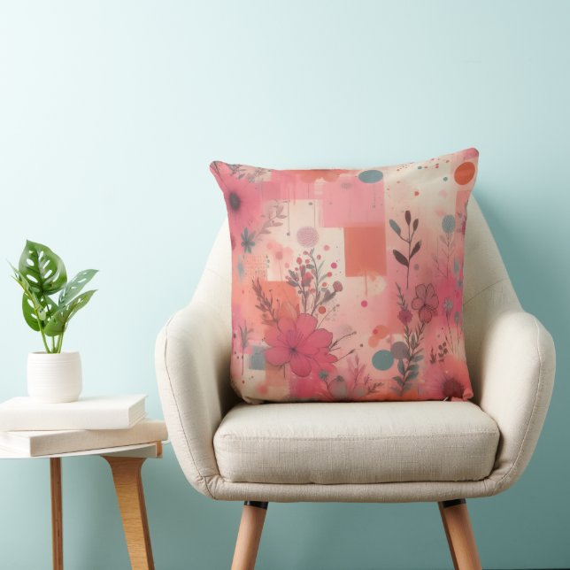 Cojín Decorativo Blushing Bloom Collage Throw Pillow (Silla)