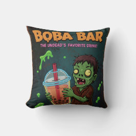 Cojín Decorativo Boba Bar – ¡La bebida favorita de los no muertos!